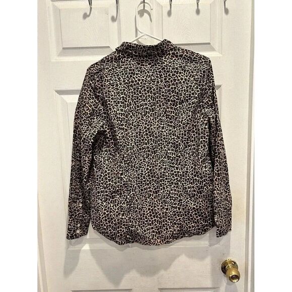 J. Crew Factory Women’s Button Down Cotton Poplin Shirt Leopard Print Size Large - Picture 5 of 6
